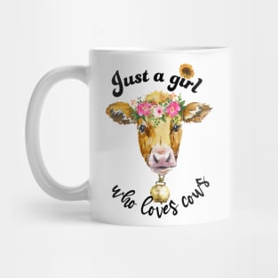 Just a girl who loves cows cute cow watercolor art Mug